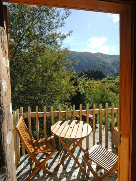 deluxe lodge room balcony views at luxury 5 star lodge Abel Tasman